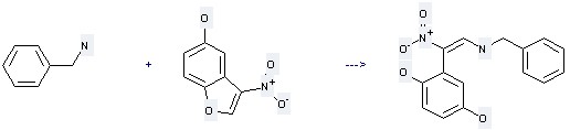 The 5-Benzofuranol,3-nitro- could react with benzylamine, and obtain the 2-(2-benzylamino-1-nitro-vinyl)-benzene-1,4-diol. 